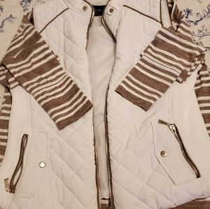 Tunic Striped Hoodie With White Puffer Vest